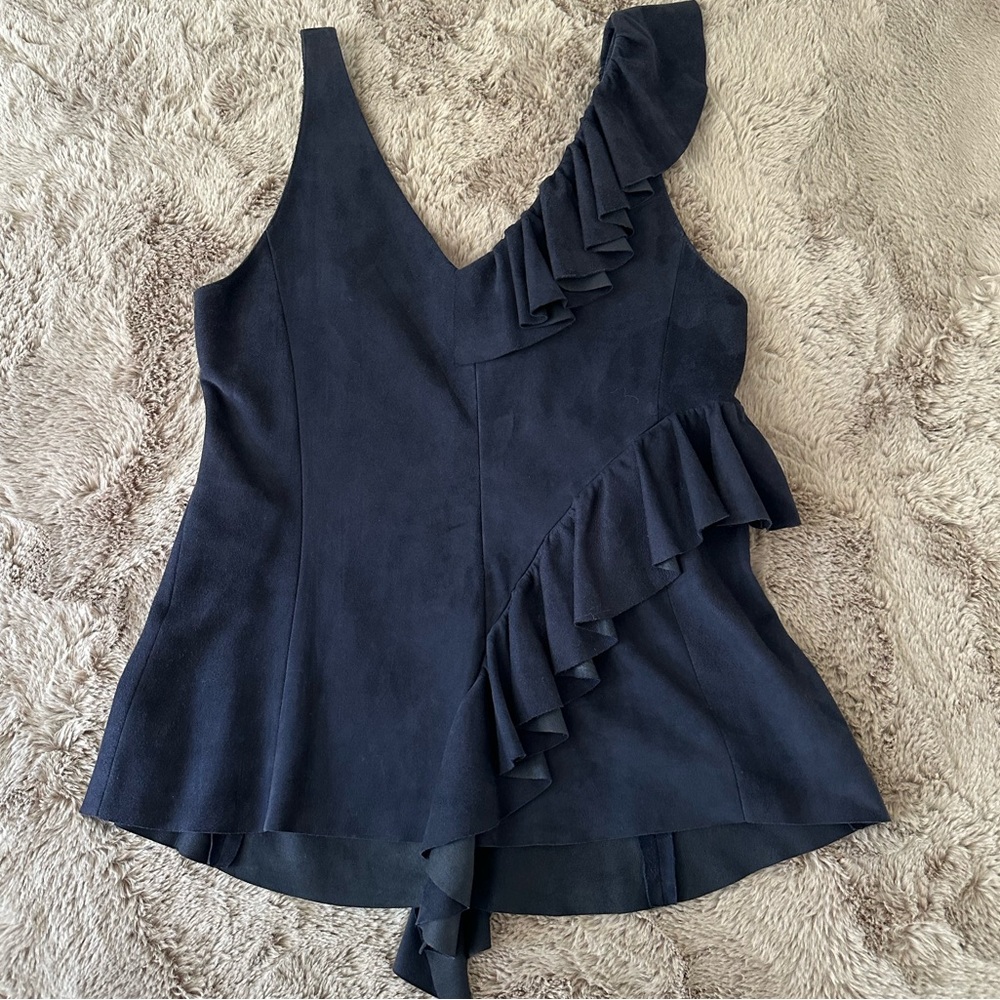 DROMe Suede Ruffle Top - Picture 2 of 15